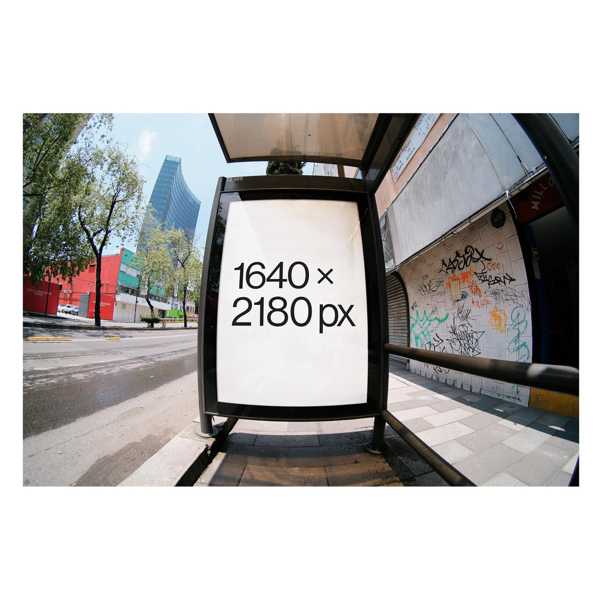 Fisheye Bus Stop Poster Mockup 001
